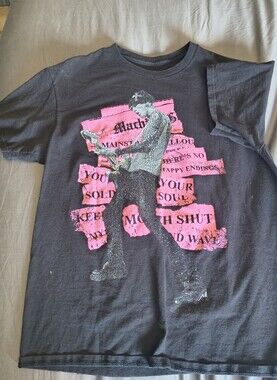 Black Men's MGK Graphic Band Tee with Pink Print